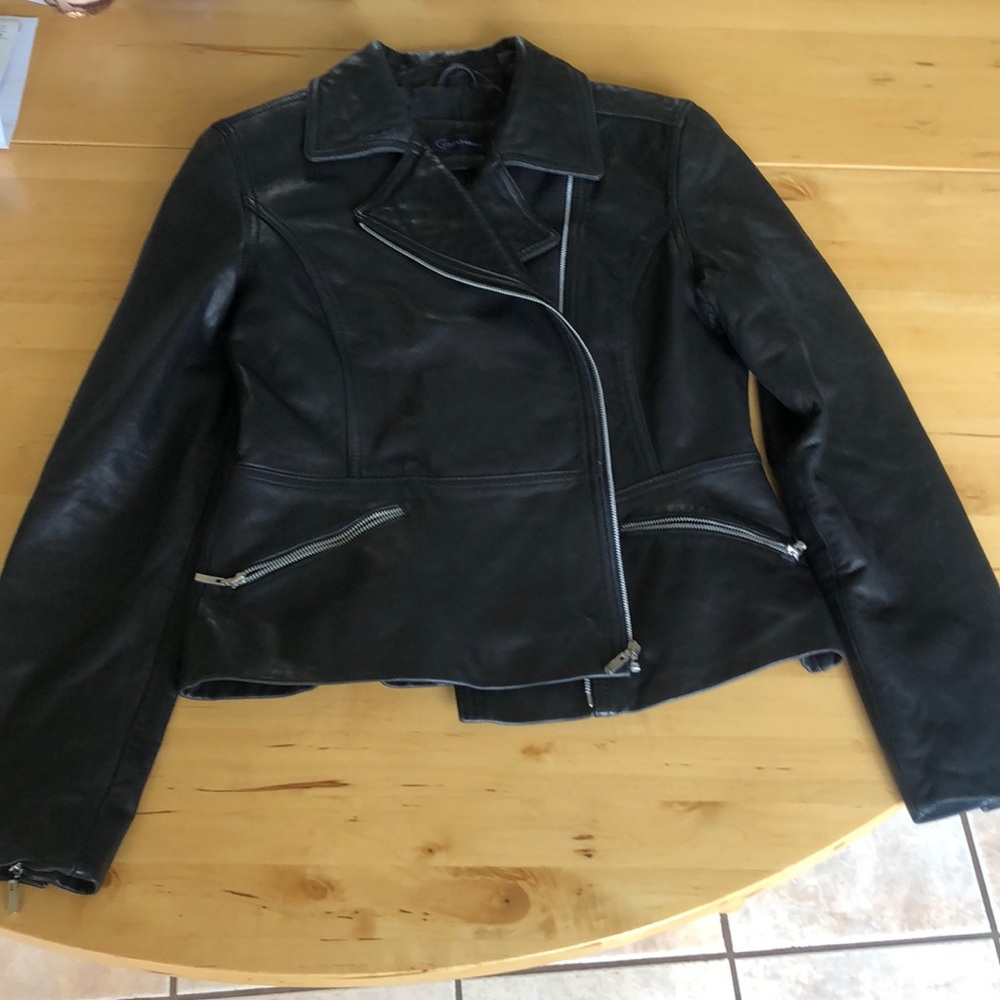 Black Biker Jacket by Context. 100% leather size 4. Closet staple.